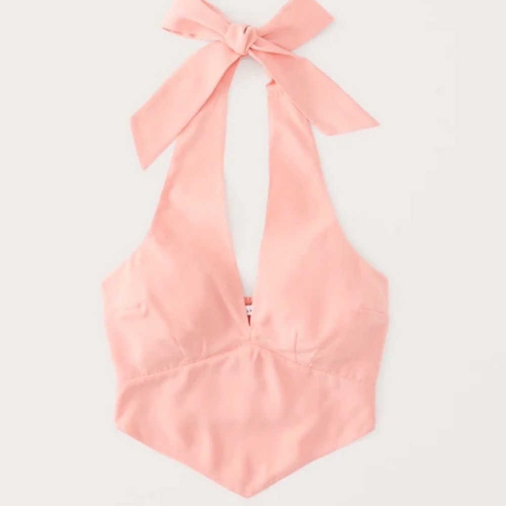 Abercrombie Pointed Hem Halter Top | Light Orange | L